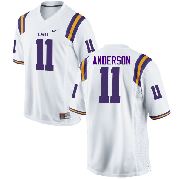 Men LSU Tigers #11 Dee Anderson College Football Jerseys Game-White